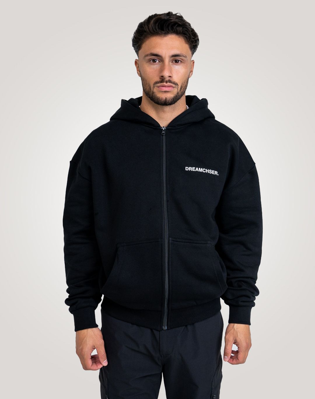 'LOGO' ZIP HOODIE BLACK